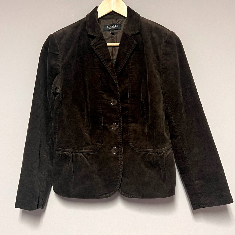 TALBOTS 4 Corduroy PEPLUM Washable BLAZER Jacket